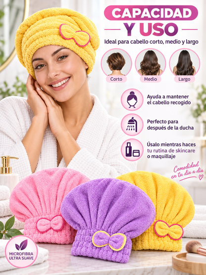 PACK X3 GORROS DE MICROFIBRA PARA CABELLO 🎀 ✨