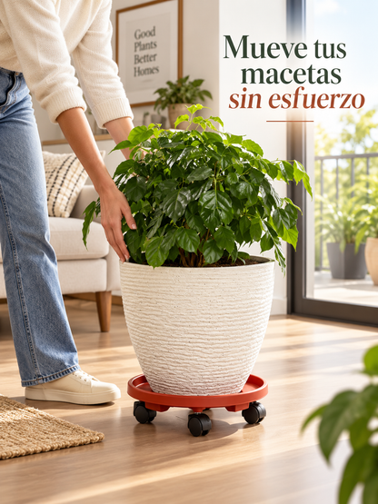 BASE RODANTE PARA MACETAS CON RUEDAS GIRATORIAS
