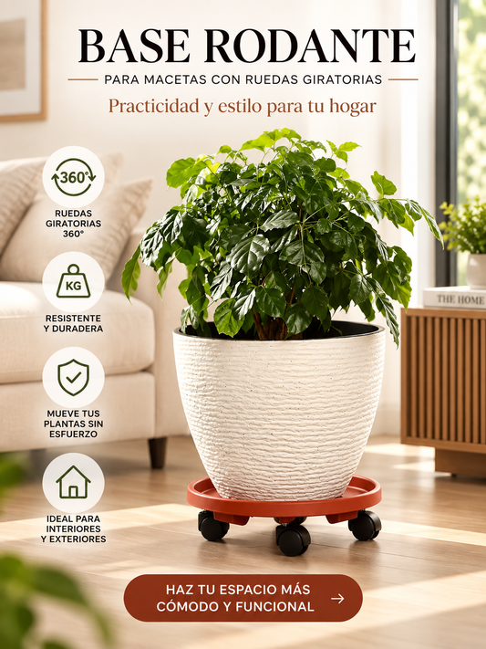 BASE RODANTE PARA MACETAS CON RUEDAS GIRATORIAS
