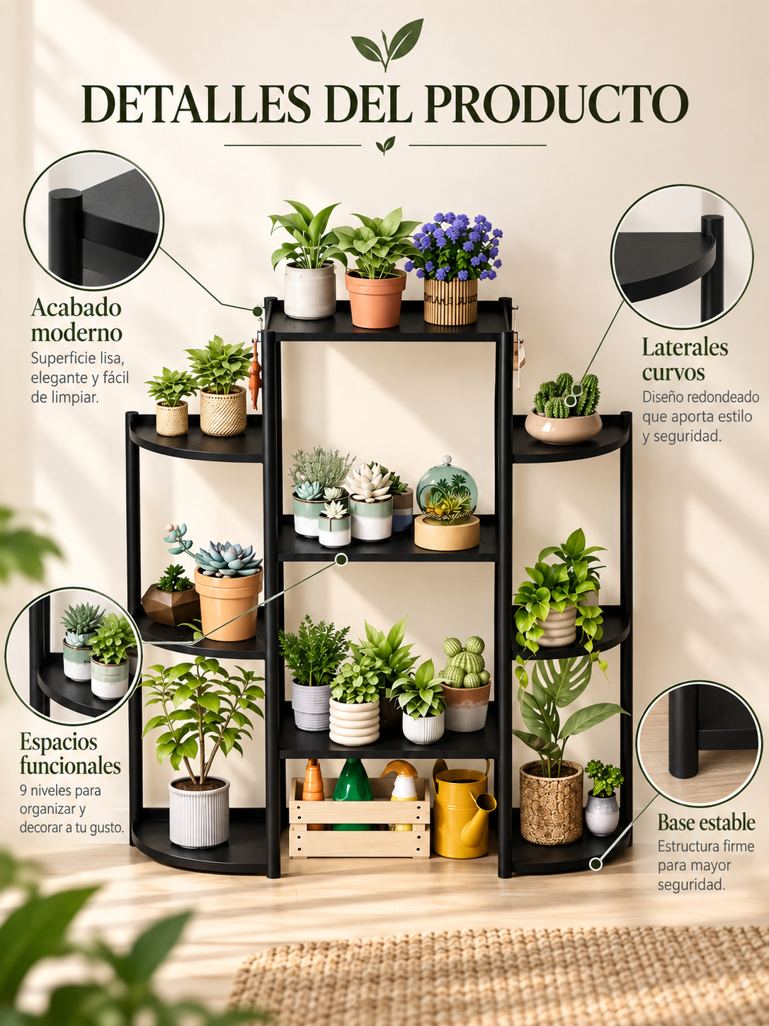 ESTANTE PLÁSTICO PARA PLANTAS DE 9 NIVELES