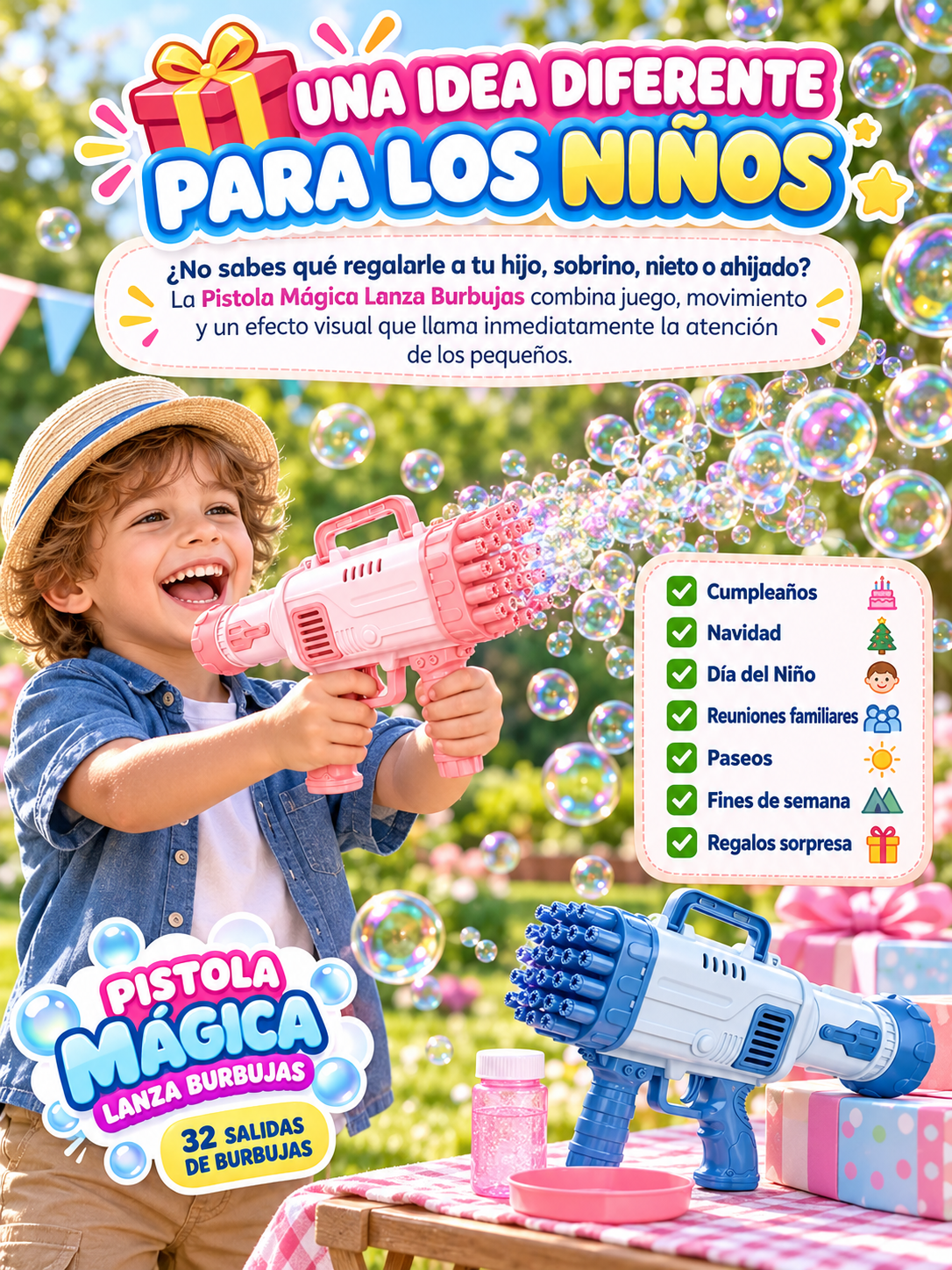 PISTOLA MÁGICA LANZA BURBUJAS 🫧 ✨