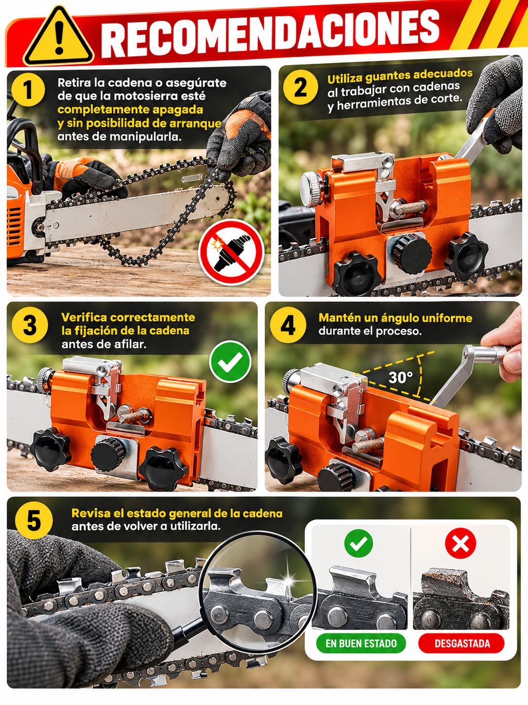 AFILADOR DE CADENA PARA MOTOSIERRA ⛓️🛠️