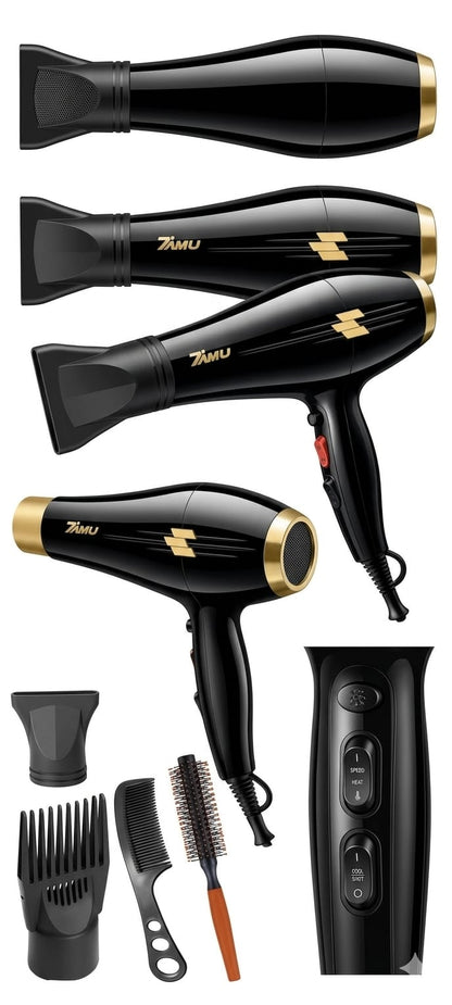 TurboGlow Pro 5000 – Secadora Profesional con Aire Frío/Caliente y Accesorios