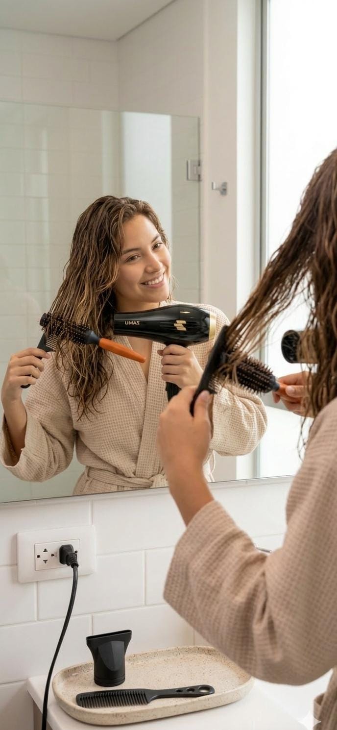 TurboGlow Pro 5000 – Secadora Profesional con Aire Frío/Caliente y Accesorios