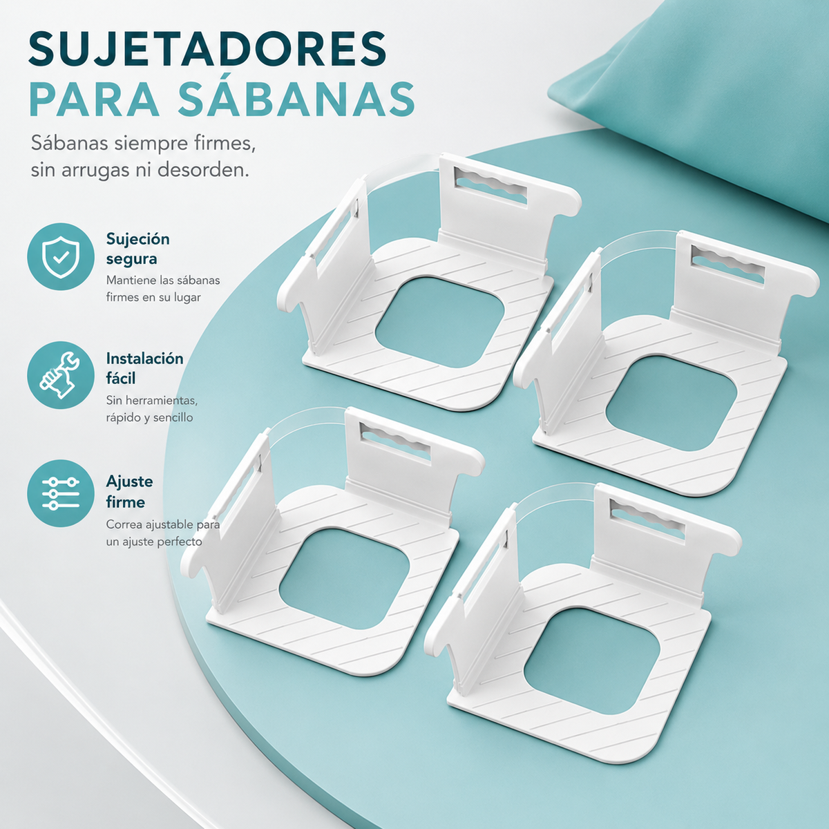 SET DE 4 SUJETADORES DE SÁBANAS