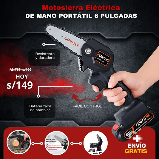 MOTOSIERRA ELÉCTRICA DE MANO PORTÁTIL 6 PULGADAS