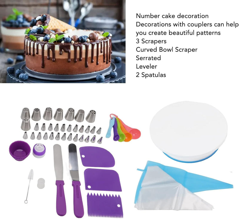 Kit de Decoración para Pasteles con Plato Giratorio - 60 PIEZAS