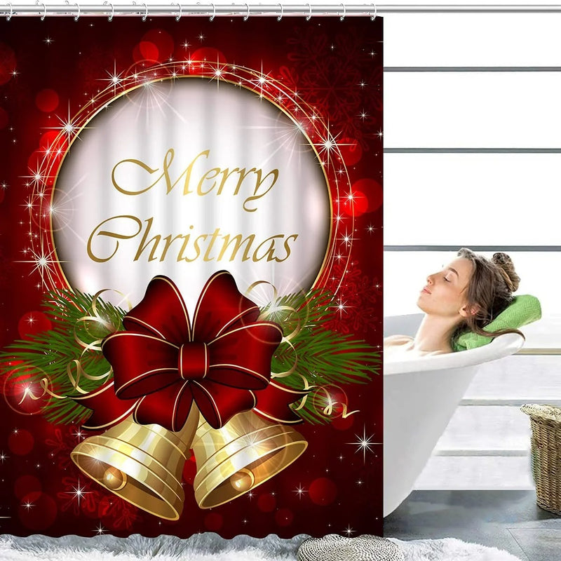 Juegos de Baño Cortina Ducha Navideñas 4 en 1