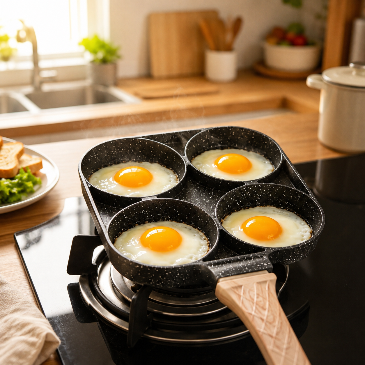 SARTÉN ANTIADHERENTE 4 EN 1 PARA COCINA RÁPIDA + AFILADOR DE CUCHILLOS DE REGALO
