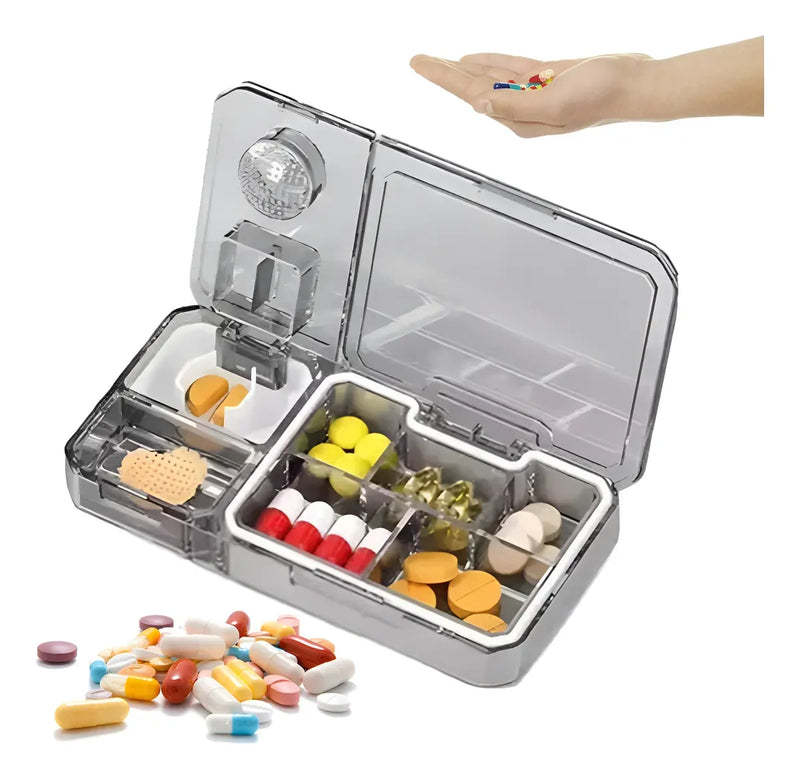 Pastillero Diario 3 en 1 con Cortador y Pulverizador – MediSmart