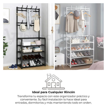 👟🧥OrganiRack Pro Duo – Zapatera con Perchero Multifuncional💼🧣