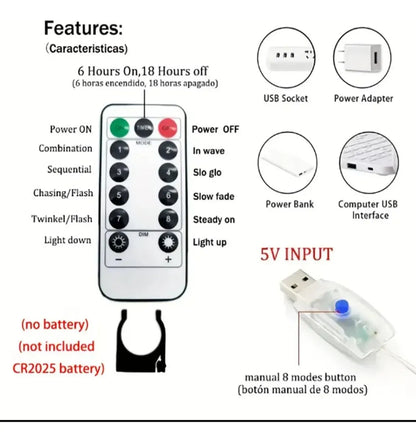Cortina de Luces LED Multicolor con Control (3×3 m / 3×2 m)