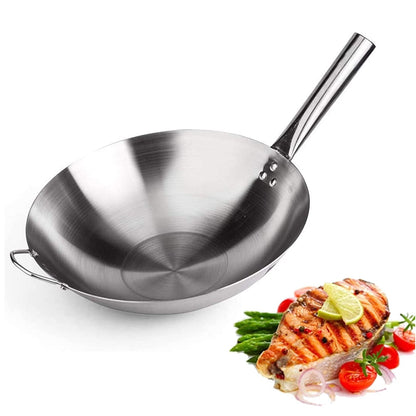 🍲Wok Maestro 34  – Sartén Wok de Acero Inoxidable🔥
