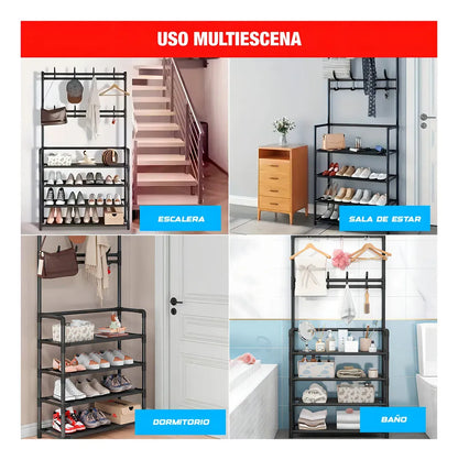 👟🧥OrganiRack Pro Duo – Zapatera con Perchero Multifuncional💼🧣