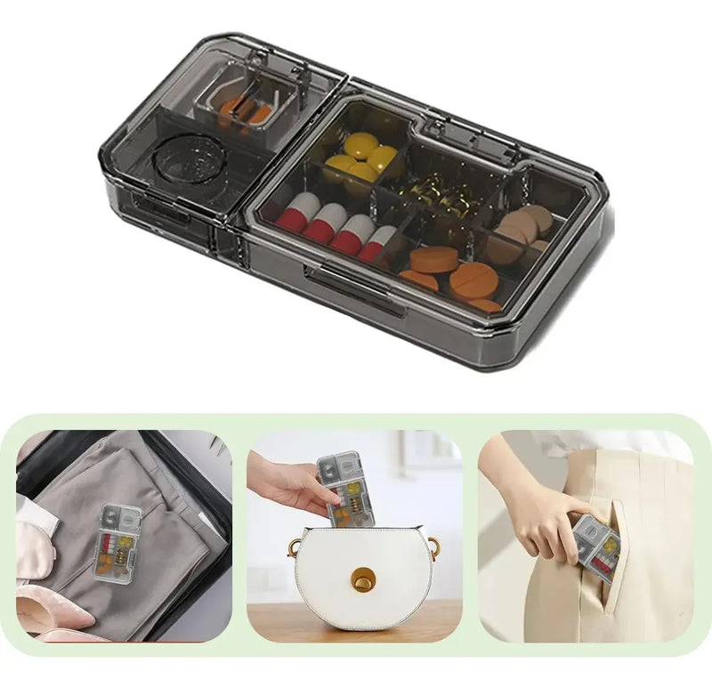 Pastillero Diario 3 en 1 con Cortador y Pulverizador – MediSmart