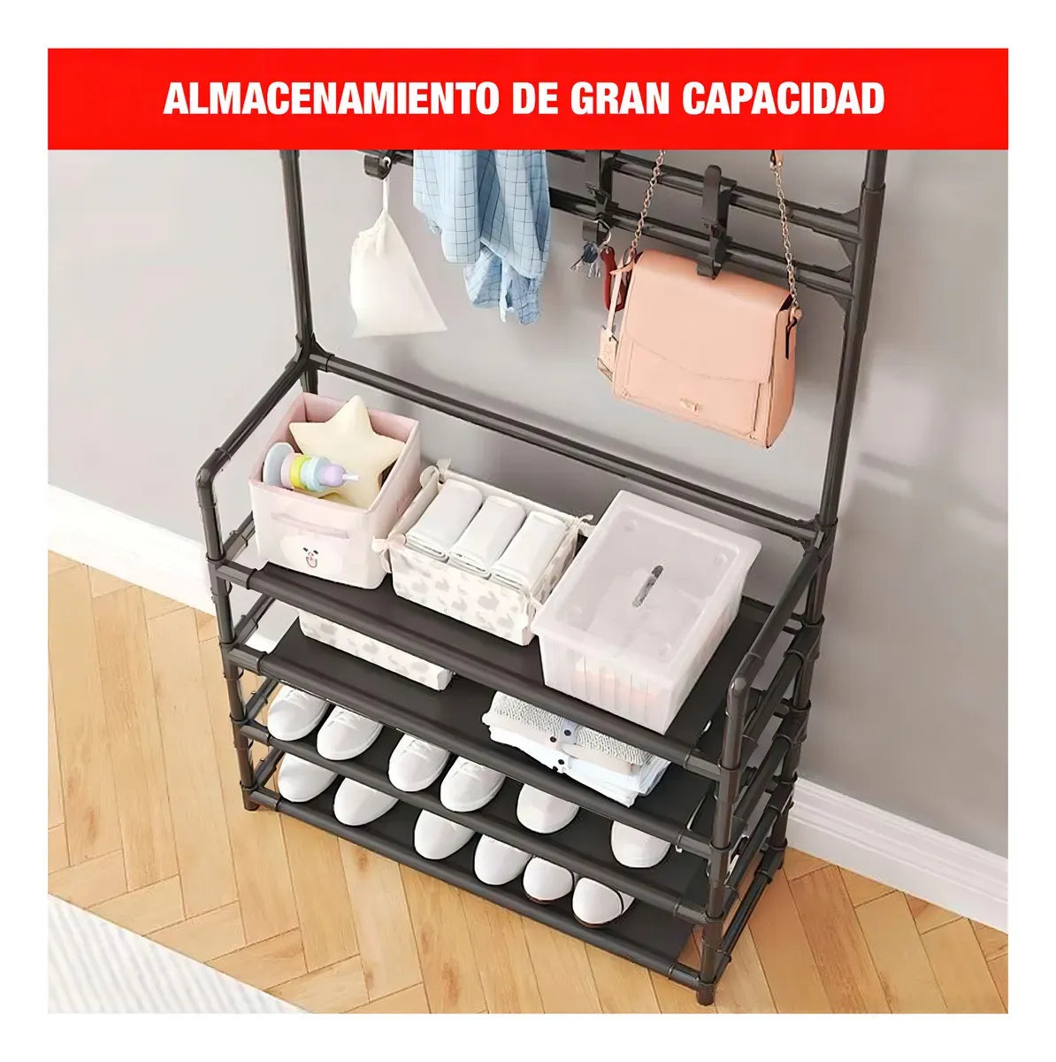 👟🧥OrganiRack Pro Duo – Zapatera con Perchero Multifuncional💼🧣