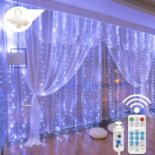 Cortina de Luces LED Blancas USB (300 LEDs)