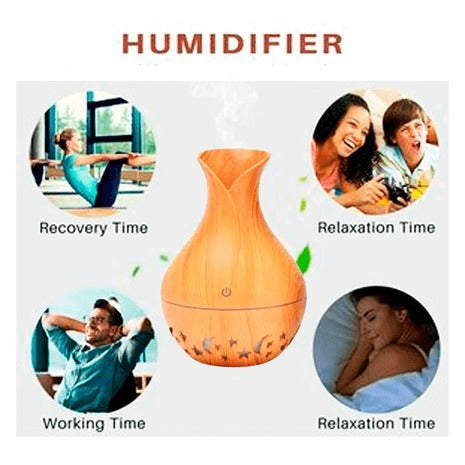 Humidificador Aromaterapia - Forma cantaro estilo madera