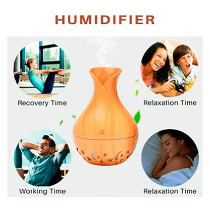 Humidificador Aromaterapia - Forma cantaro estilo madera