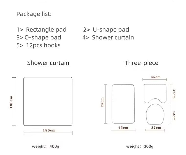 Juegos de Baño Cortina Ducha Navideñas 4 en 1