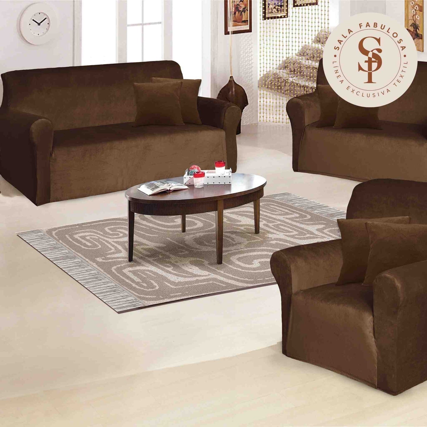 Funda de Mueble Terciopelo 3-2-1 + 6 cojines