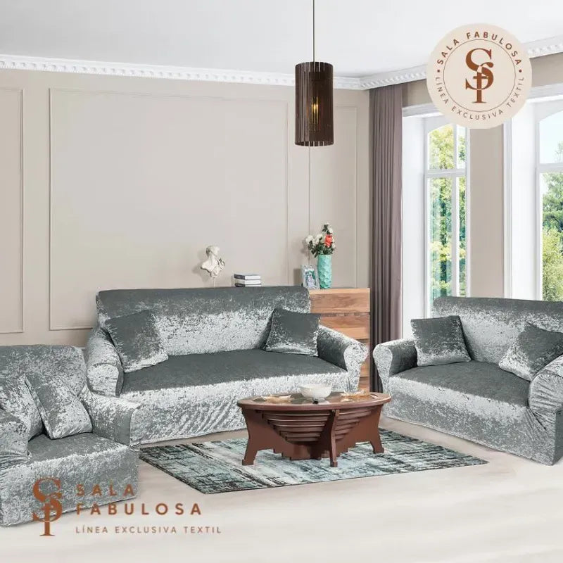Funda de Mueble Terciopelo 3-2-1 + 6 cojines