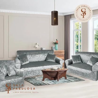 Funda de Mueble Terciopelo 3-2-1 + 6 cojines