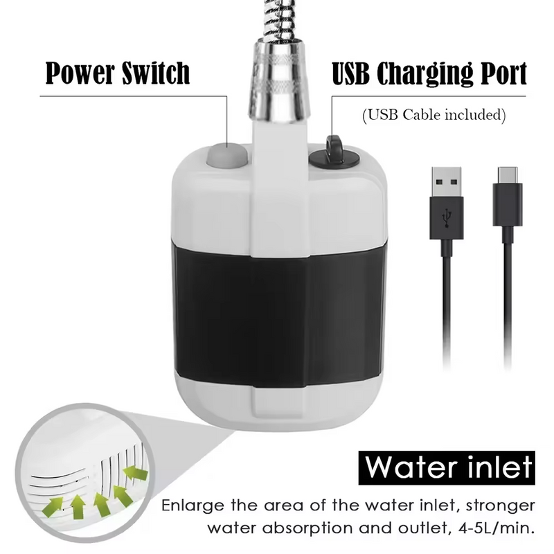 Ducha Portátil Eléctrica Recargable USB