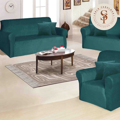 Funda de Mueble Terciopelo 3-2-1 + 6 cojines