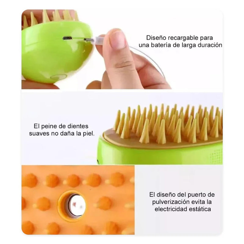 Cepillo De Vapor Para Mascotas Para Mudar De Pelo 3 en 1