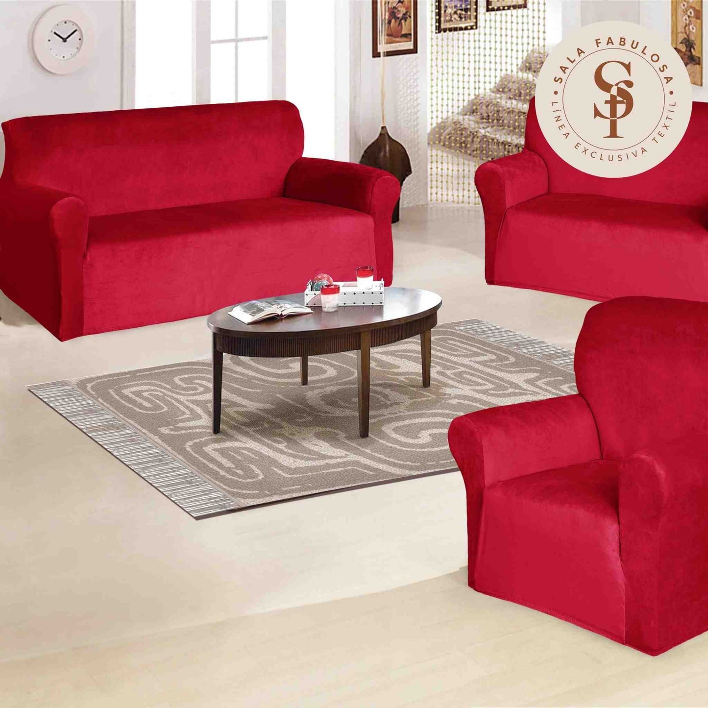 Funda de Mueble Terciopelo 3-2-1 + 6 cojines