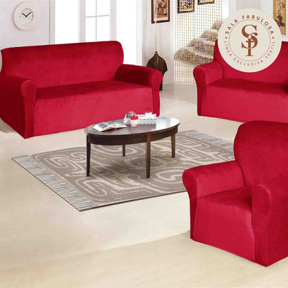 Funda de Mueble Terciopelo 3-2-1 + 6 cojines