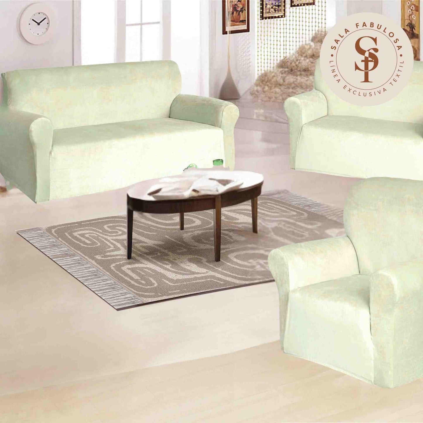Funda de Mueble Terciopelo 3-2-1 + 6 cojines