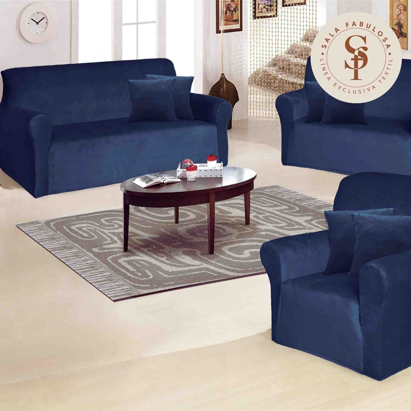 Funda de Mueble Terciopelo 3-2-1 + 6 cojines