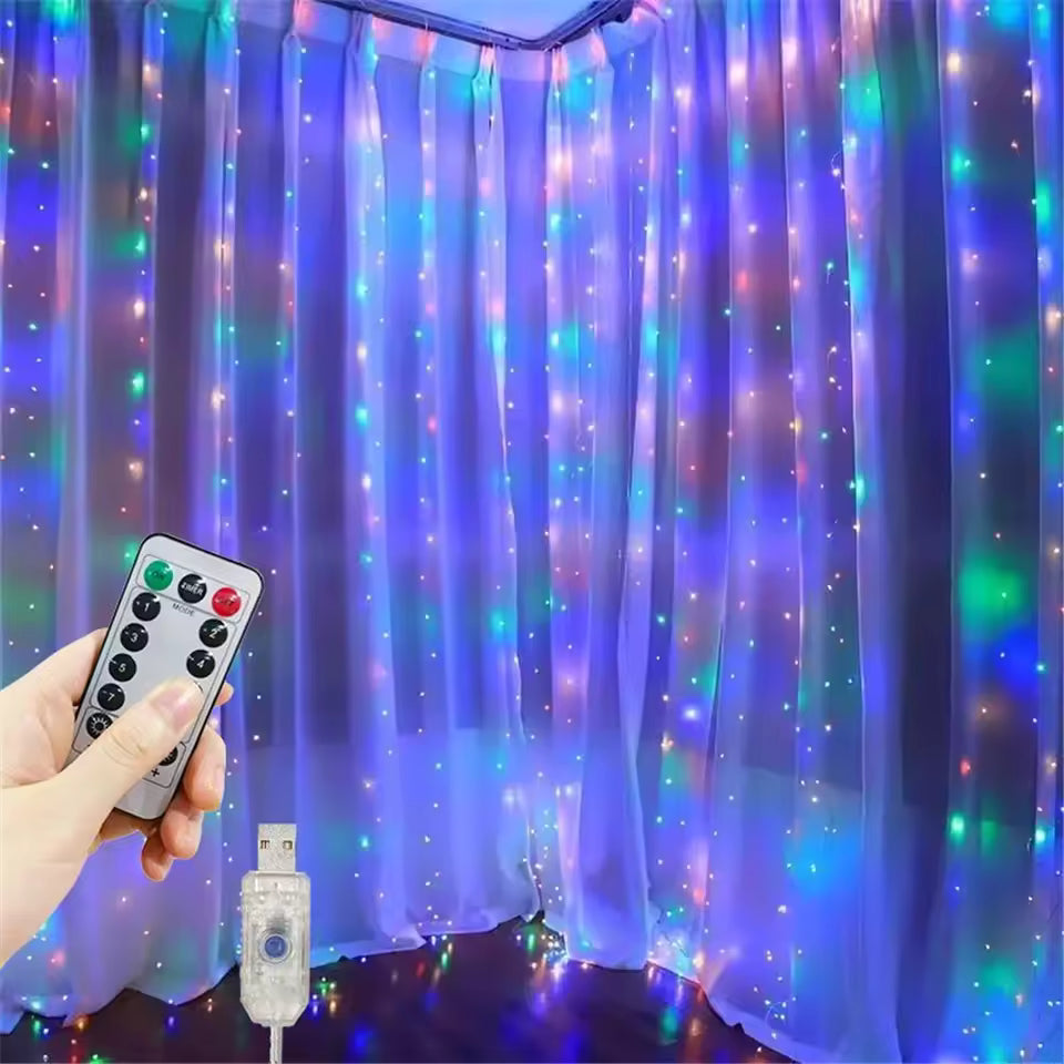 Cortina de Luces LED Multicolor con Control (3×3 m / 3×2 m)