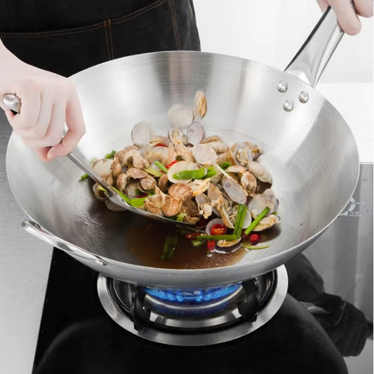 🍲Wok Maestro 34  – Sartén Wok de Acero Inoxidable🔥