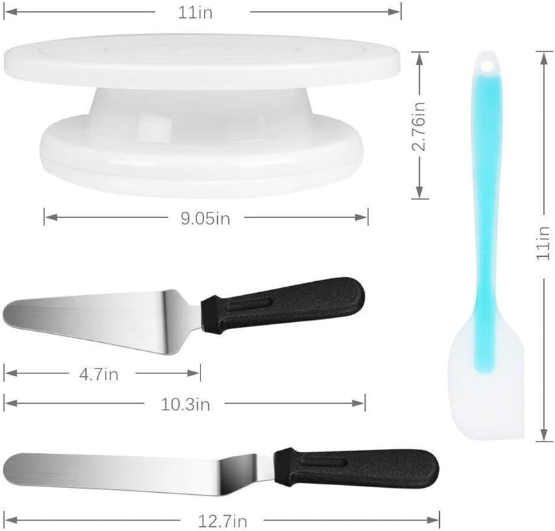 Kit de Decoración para Pasteles con Plato Giratorio - 60 PIEZAS