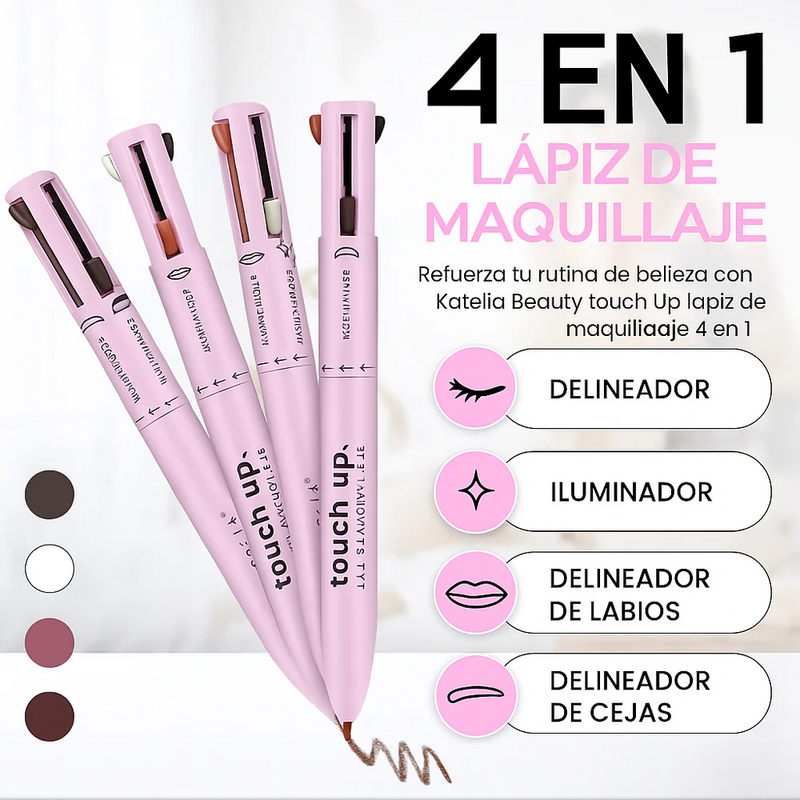 Lápiz de Maquillaje 4 en 1 (Labial, Cejas, Delineador e Iluminador)