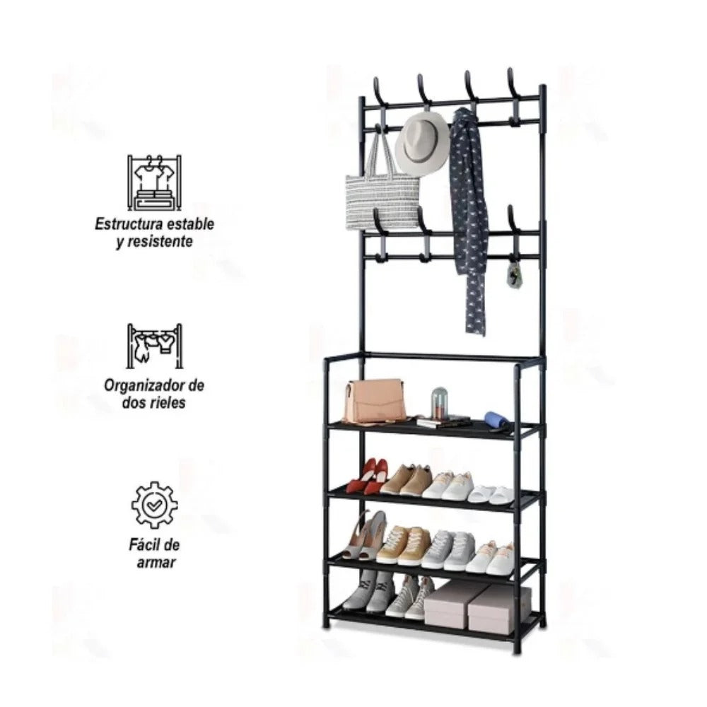 👟🧥OrganiRack Pro Duo – Zapatera con Perchero Multifuncional💼🧣