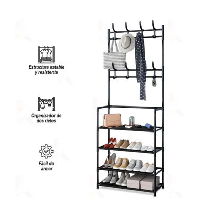 👟🧥OrganiRack Pro Duo – Zapatera con Perchero Multifuncional💼🧣