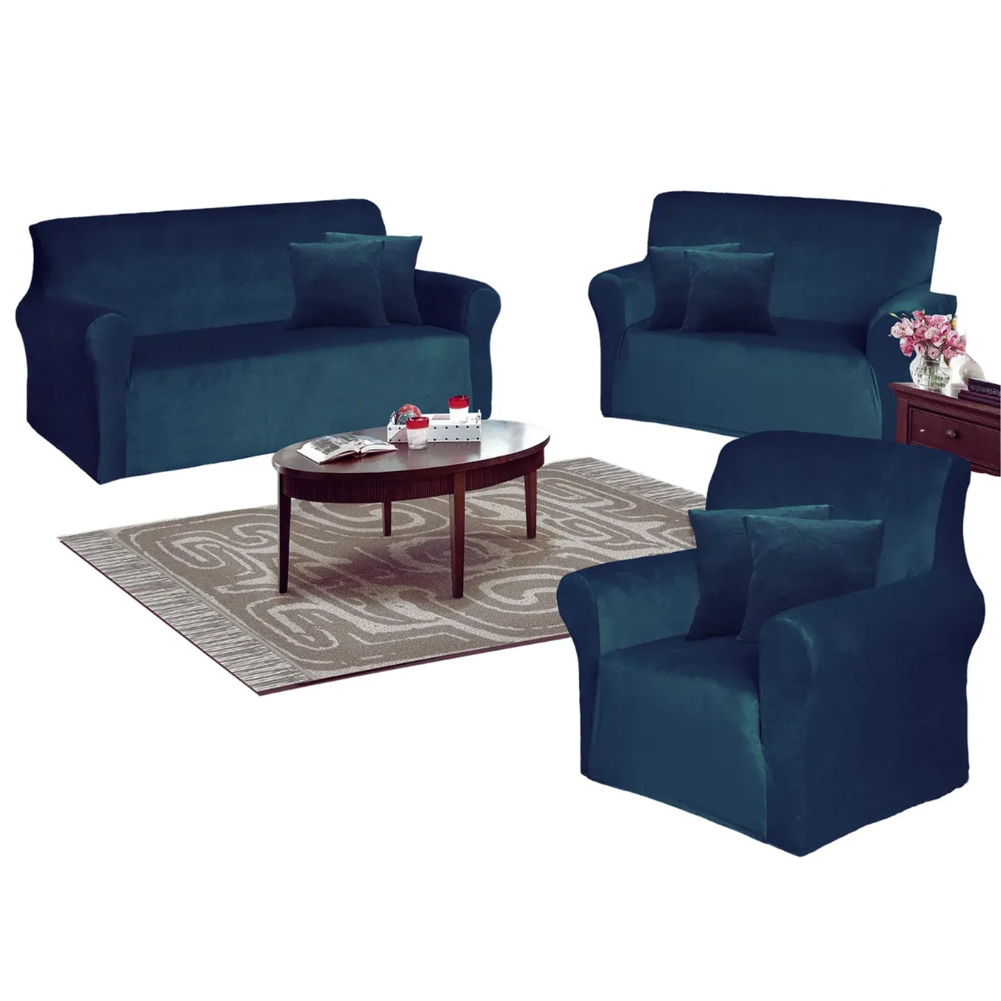Funda de Mueble Terciopelo 3-2-1 + 6 cojines