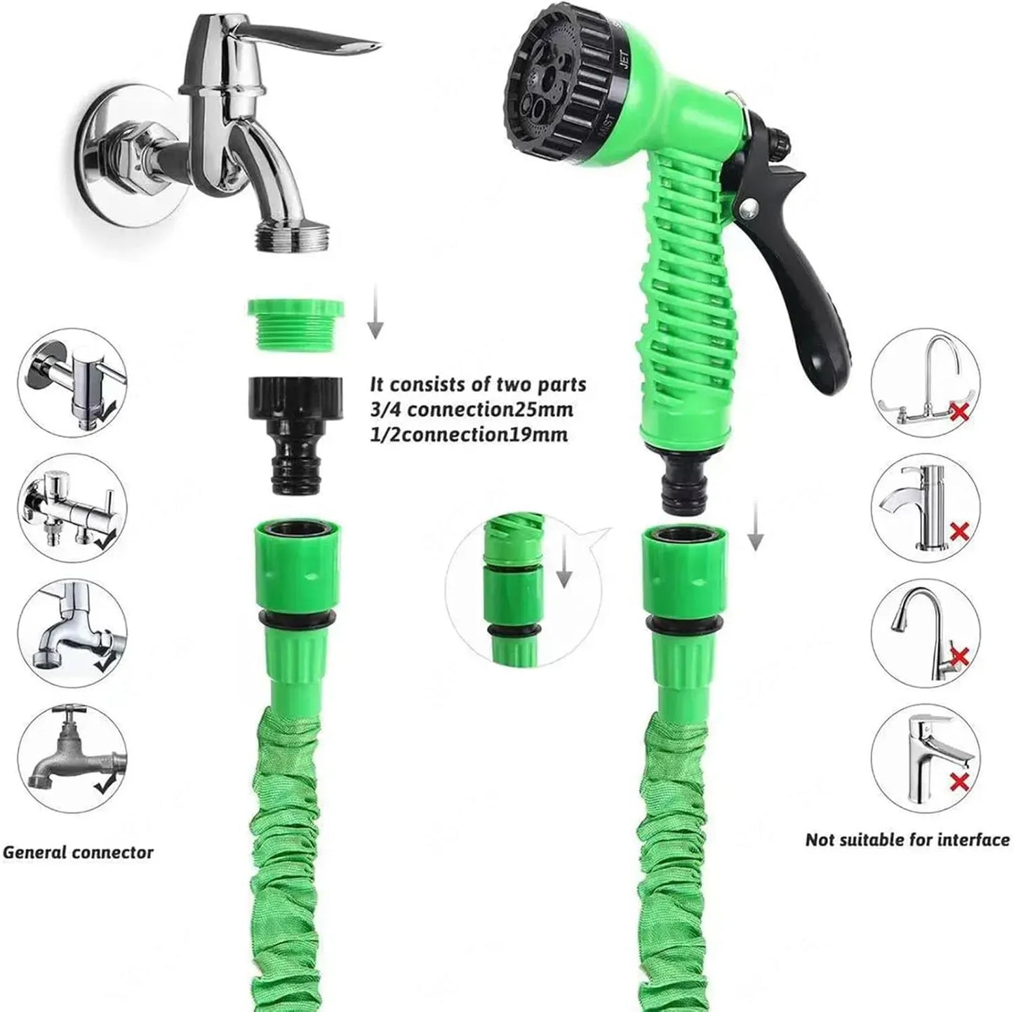🌿 Manguera Mágica Expandible 15 M – Súper Flexible con Pistola Rociadora 🚿