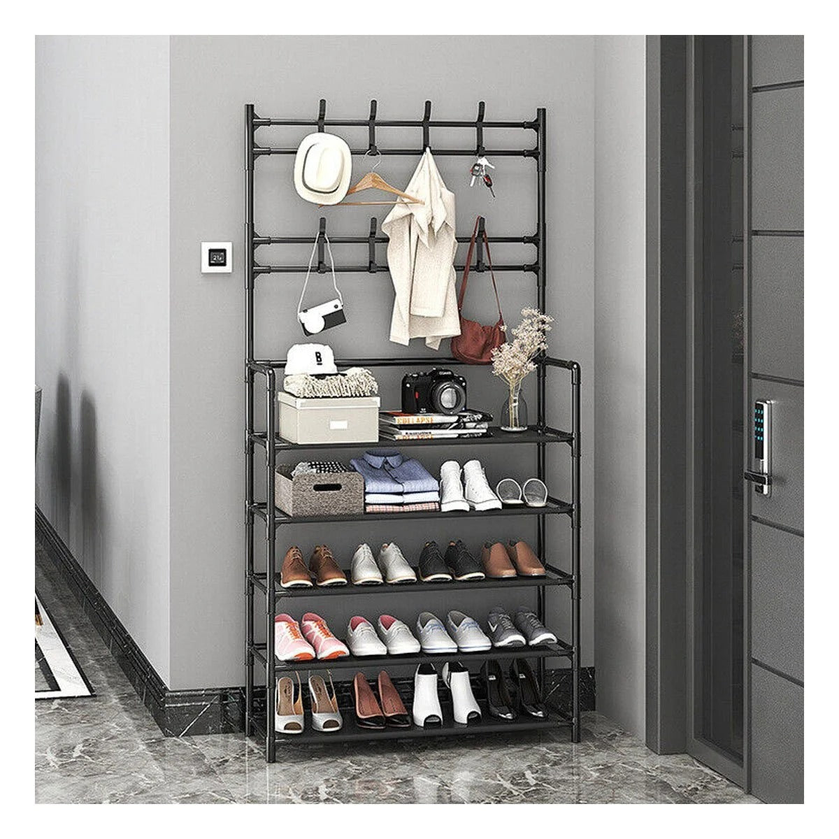 👟🧥OrganiRack Pro Duo – Zapatera con Perchero Multifuncional💼🧣