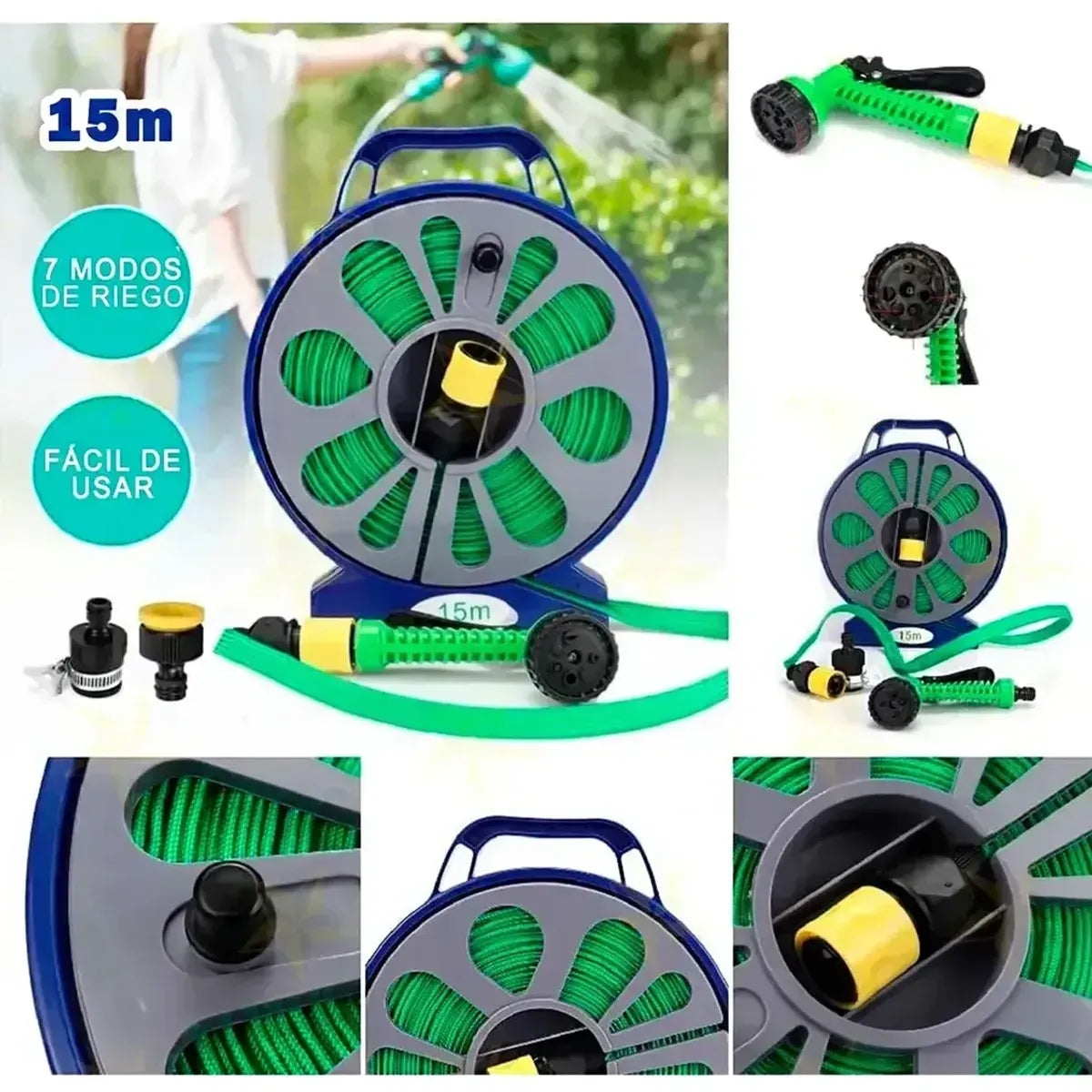 🌿 Manguera Mágica Expandible 15 M – Súper Flexible con Pistola Rociadora 🚿