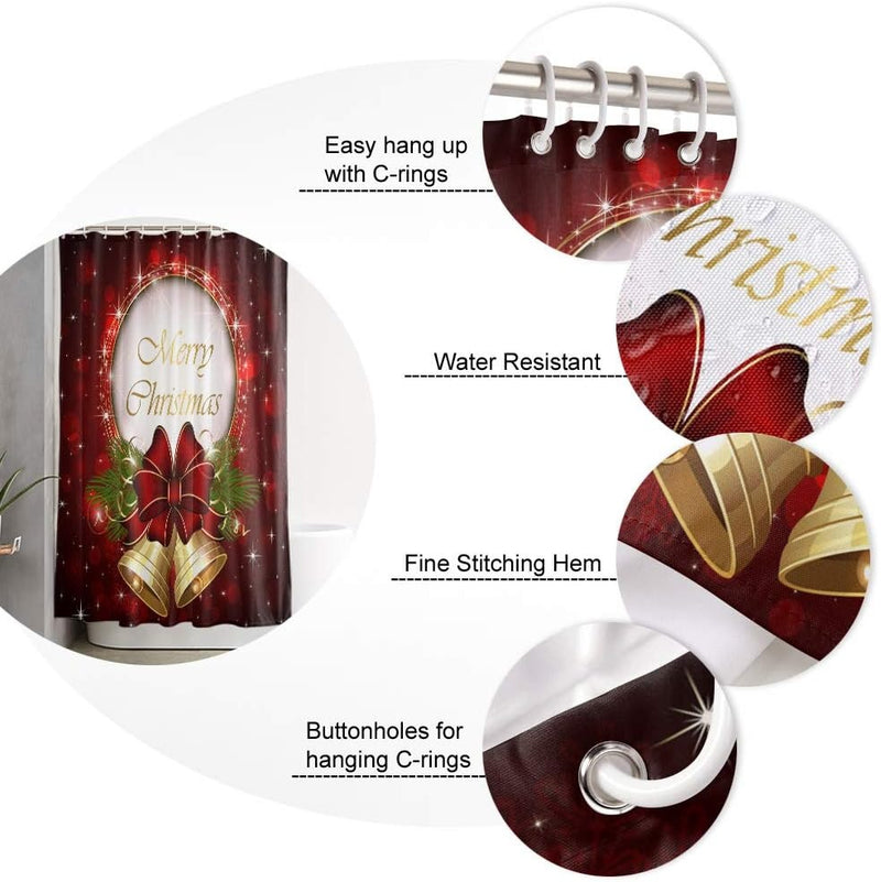 Juegos de Baño Cortina Ducha Navideñas 4 en 1