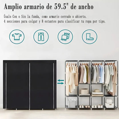 👕 FlexiCloset Max – Ropero Armable de Tela 4 Cuerpos