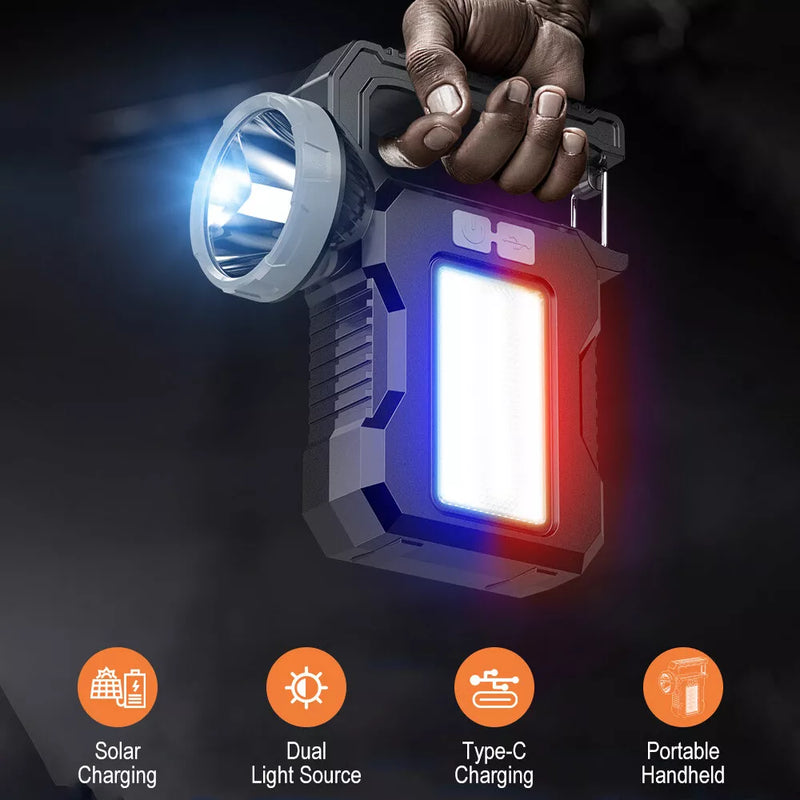 Linterna LED recargable SOLAR para camping PREMIUM
