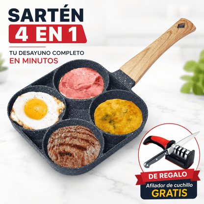 SARTÉN ANTIADHERENTE 4 EN 1 PARA COCINA RÁPIDA + AFILADOR DE CUCHILLOS DE REGALO